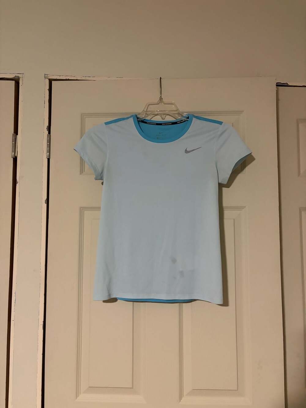 Nike Dri-Fit Running Top Size XS Light Blue Athletic Shirt